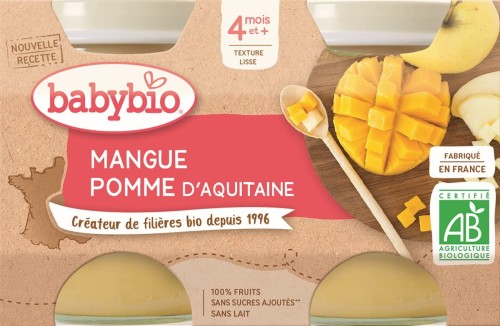 Mango-apple dessert from 4 months gluten free BIO 2x130 g BABYBIO