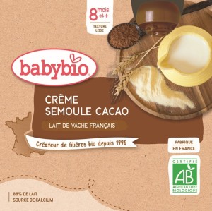 Milk dessert with cocoa semolina from 8 months BIO 4x85 g BABYBIO
