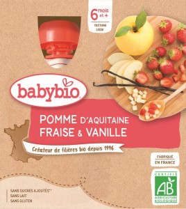Apple and strawberry vanilla dessert (from 6 months of age) BIO gluten-free 4x90 g BabyBio