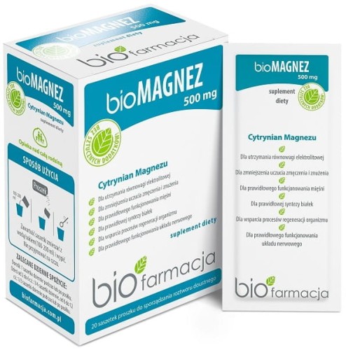 MAGNESIUM 500 mg 20 SACHETS - BIOFARMACJA