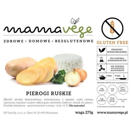 Pierogi ruskie BEZGLUTENOWE 275 g Mamavege