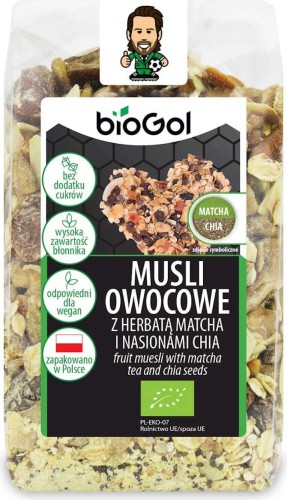 FRUIT MUSLES WITH MATCHA TEA AND CHIA SEEDS BIO 300 g - BIOGOL