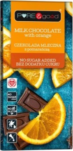 Czekolada mleczna z pomarańczą bez dodatku cukru 75 g Pure&Good
