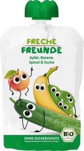 Juicing mousse for children: apple, banana, spinach, cucumber 100g EKO Freche Freunde Erdbar