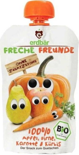 Juicing mousse for children: apple, pear, carrot, pumpkin 100g EKO Freche Freunde Erdbar