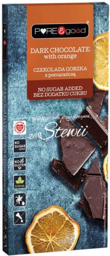 Bittere chocolade met amandelen zonder toegevoegde suiker 75 g Pure & Good