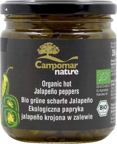 PAPRYKA JALAPENO ZIELONA KROJONA W ZALEWIE BIO 350 g (130 g) - CAMPOMAR NATURE