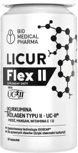 Licur Flex turmeric collagen type II UC-II copper manganese vitamins C and D 30 capsules Bio Medical Pharma