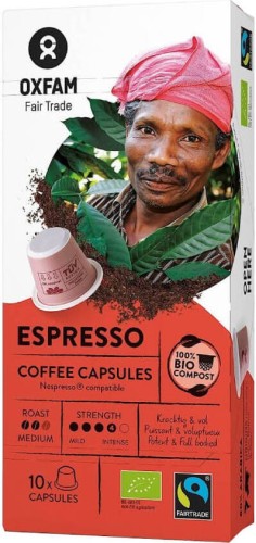 ARABICA KOFFIE / ROBUSTA ESPRESSO FAIR TRADE BIO 10 CAPSULES VOOR NESPRESSO - OXFAM