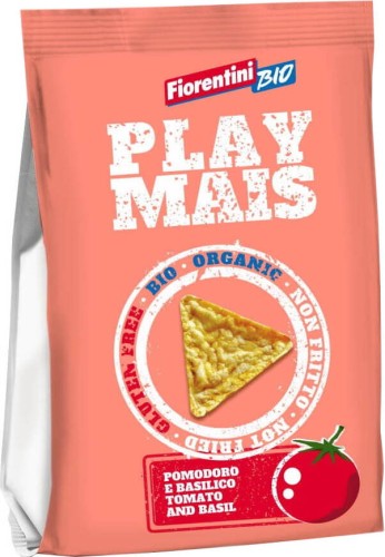 Tomaten-maïschips met basilicum, glutenvrij 40g EKO Fiorentini