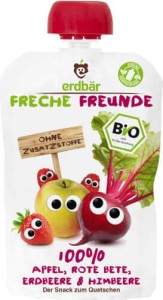 Juicing mousse for children: apple, beetroot, strawberry, raspberry 100g EKO Erdbar