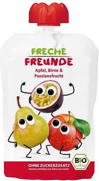 Juicing mousse for children: apple, pear, passion fruit 100g EKO Freche Freunde