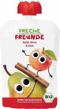 Sapmousse voor kinderen: appel, peer, kaneel 100g EKO Erdbar