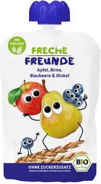 Juicing mousse for children: pear, blueberry, spelled 100g EKO Freche Freunde