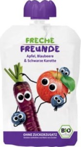 Juicing mousse for children: apple, blueberry, black carrot 100g EKO Erdbar