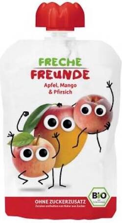 Juicing mousse for children: apple, mango, peach 100g EKO Erdbar