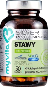 Stawy Joint support MSM kolagen tym I i II chondroityna glukozamina 2KCL witamina C 50 kapsułek MyVita Silver Pro Complex