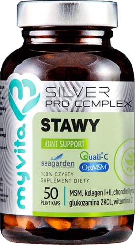 Stawy Joint support MSM kolagen tym I i II chondroityna glukozamina 2KCL witamina C 50 kapsułek MyVita Silver Pro Complex