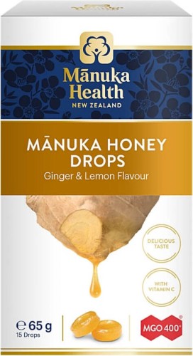 Manuka honingsnoepjes MGO 400+ en vitamine C met gember-citroensmaak Manuka honingdruppels 65g 15 MANUKA HEALTH NEW ZELAND snoepjes