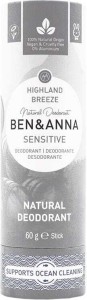 DEODORANT STICK WITHOUT SODA HIGHLAND BREEZE SENSITIVE ECO 60 g - BEN & ANNA