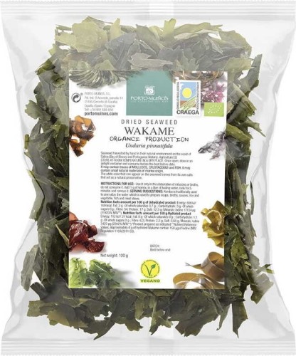GEDROOGDE ZEEALGEN - WAKAME BIO 100 g (FOLIEZAK) - PORTO MUINOS