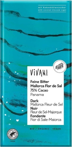 BITTER CHOCOLADE MET ZEEZOUT BIO 80 g - VIVANI