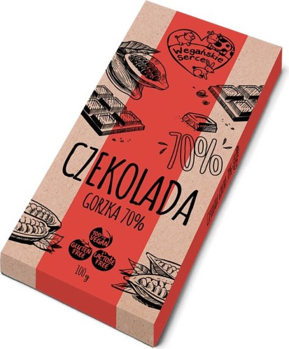 Dark chocolate 70% 100 g WEGAŃSKIE SERCE