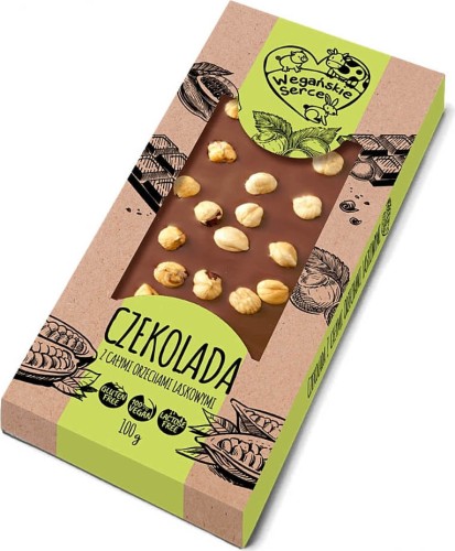 Chocolate with whole hazelnuts 100 g Wegańskie serce