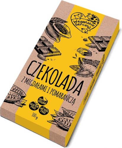 Chocolate with almonds and orange 100g Wegańskie serce