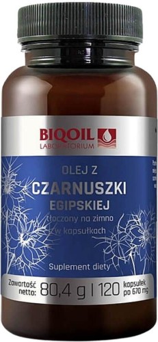 OLEJ Z CZARNUSZKI EGIPSKIEJ TŁOCZONY NA ZIMNO 120 KAPSUŁEK (670 mg) - BIOOIL