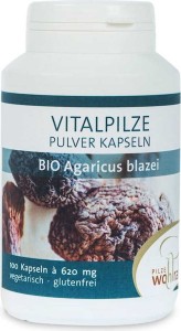AGARICUS BLAZEI MUSHROOMS (BRAZILIAN MUSHROOM) BIO 100 CAPSULES (620 mg)- PILZE WOHLRAB