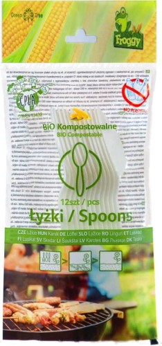 COMPOSTABLE SPOONS 12 PCS - FROGGY