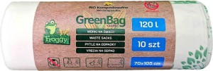 BAGS FOR BIO AND MIXED WASTE (COMPOSTABLE) 120 L 10 pcs - FROGGY (GREENBAG)