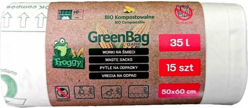 BAGS FOR BIO AND MIXED WASTE (COMPOSTABLE) 35 L 15 pcs - FROGGY (GREENBAG)