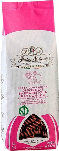 PASTA (SORGO AND RICE WITH BEETROOT) FUSILLI GLUTEN-FREE BIO 250 g - PASTA NATURA