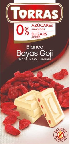 White chocolate with goji berries without sugar 75g TORRAS
