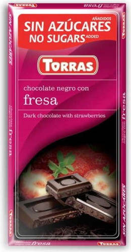 Bittere chocolade met aardbeien zonder toegevoegde suiker 75g TORRAS