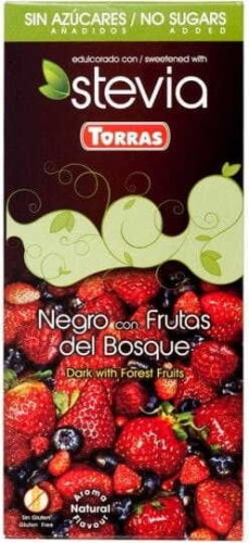 Pure chocolade met bosvruchten en stevia 125g TORRAS