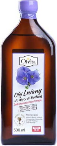 Budwig Lijnzaadolie, koudgeperst en ruw 500ml OLVITA