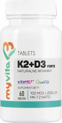Vitamine K2 MK-7 K2MK7 + D3 100mcg + 2000IU 60 tabletten MyVita