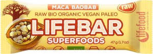 Cranberry, maca and raw baobab bar gluten-free BIO 47 g - Lifefood