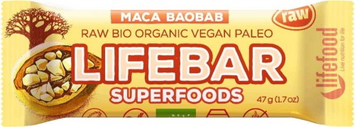 Cranberry, maca and raw baobab bar gluten-free BIO 47 g - Lifefood