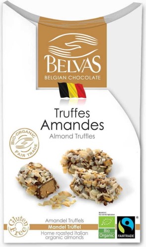 Belgische truffelpralines met amandelen glutenvrij FAIR TRADE BIO 100 g - BELVAS