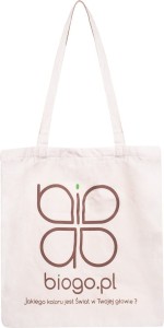Cotton bag with logo from natural Indian cotton ecru  biogo.pl