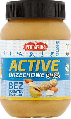 Actieve pindakaas zonder zout en suiker 470g PRIMAVIKA