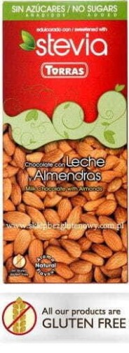Melkchocolade met amandelen en stevia 125g TORRAS