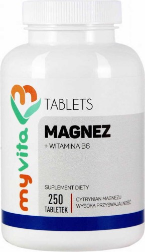 Magnesium Citrate 450mg + Vitamin B6 250 tablets MyVita