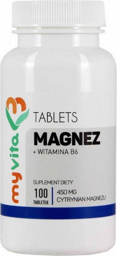 Magnez Cytrynian Magnezu 450mg + Witamina B6 100 tabletek MyVita