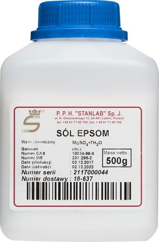 Magnesiumsulfaat Heptahydraat Epsom Bitter Zout CZCH 500g STANLAB