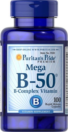 Vitamin Mega B-50 complex B50 100 capsules Puritan's Pride